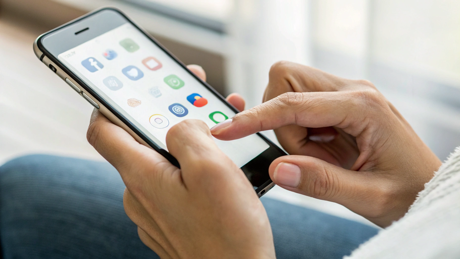 Смартфон с открытыми банковским приложением и мессенджером