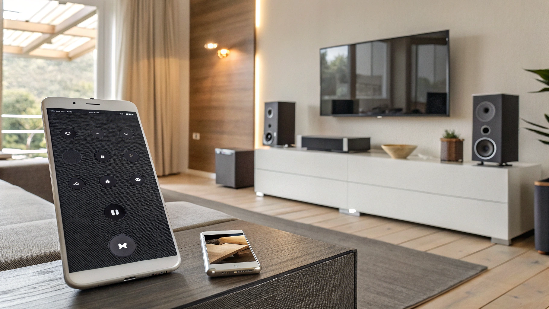 Мультирум-система с беспроводными колонками в разных комнатах, управляемая со смартфона