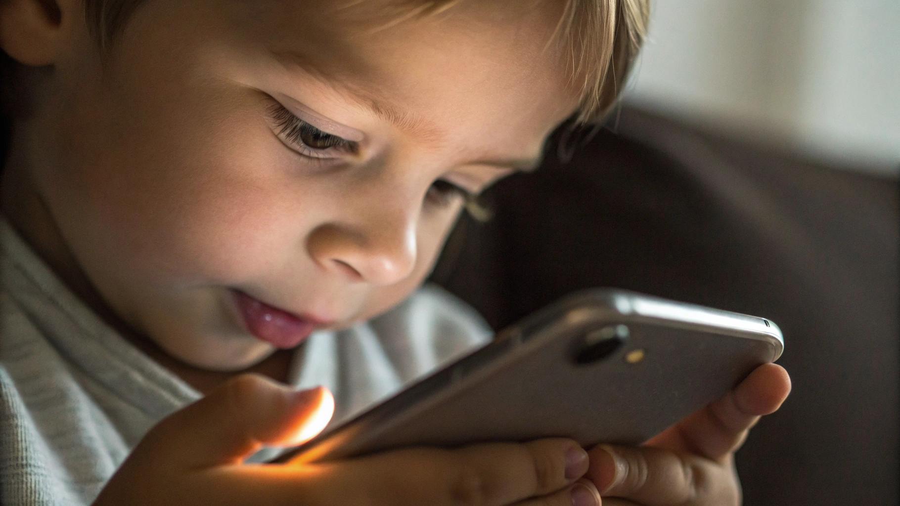 Ребёнок держит смартфон с расписанием кружков на экране