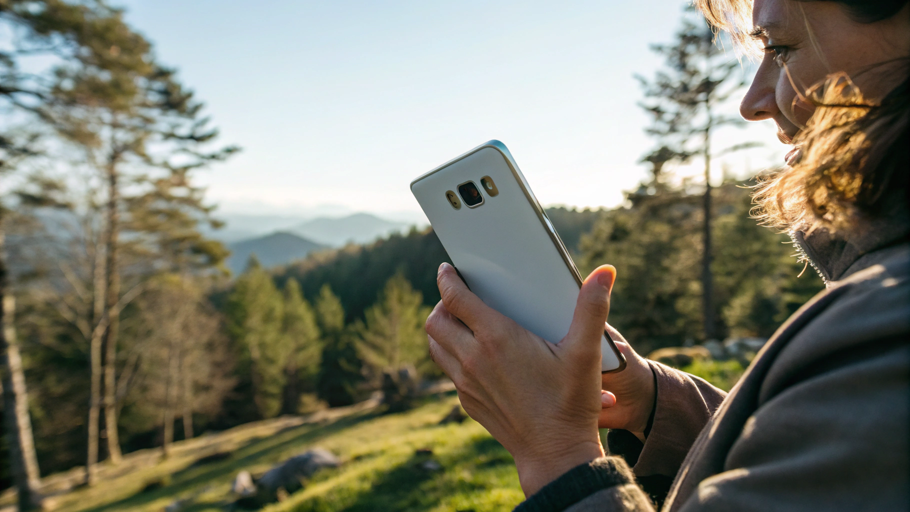 Человек держит современный смартфон Samsung в руке, видно блок камер и материалы корпуса