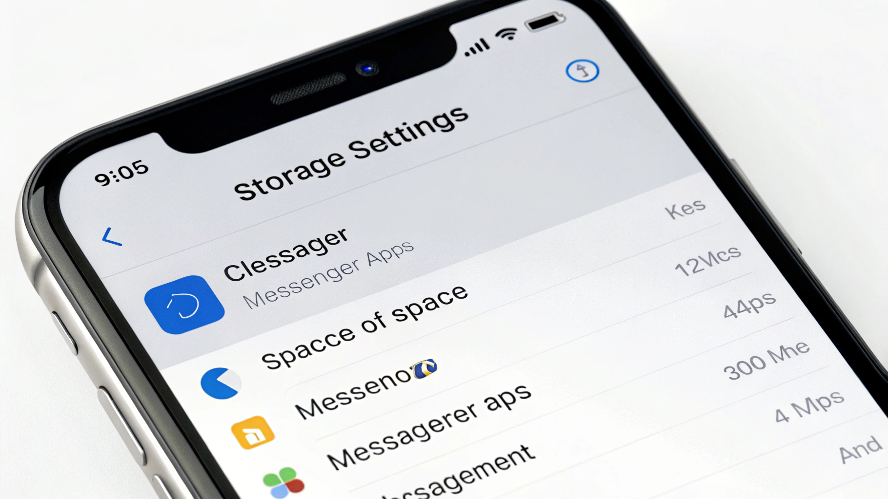 Экран настроек памяти смартфона с выделенным объёмом под мессенджеры и кэш
