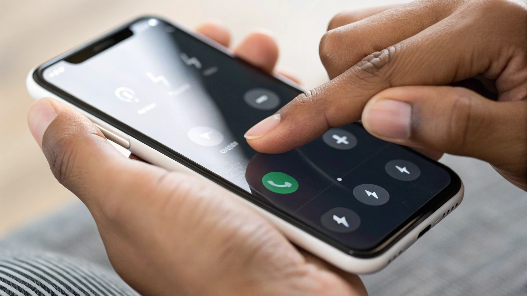 Пользователь настраивает режим энергосбережения на смартфоне крупным планом