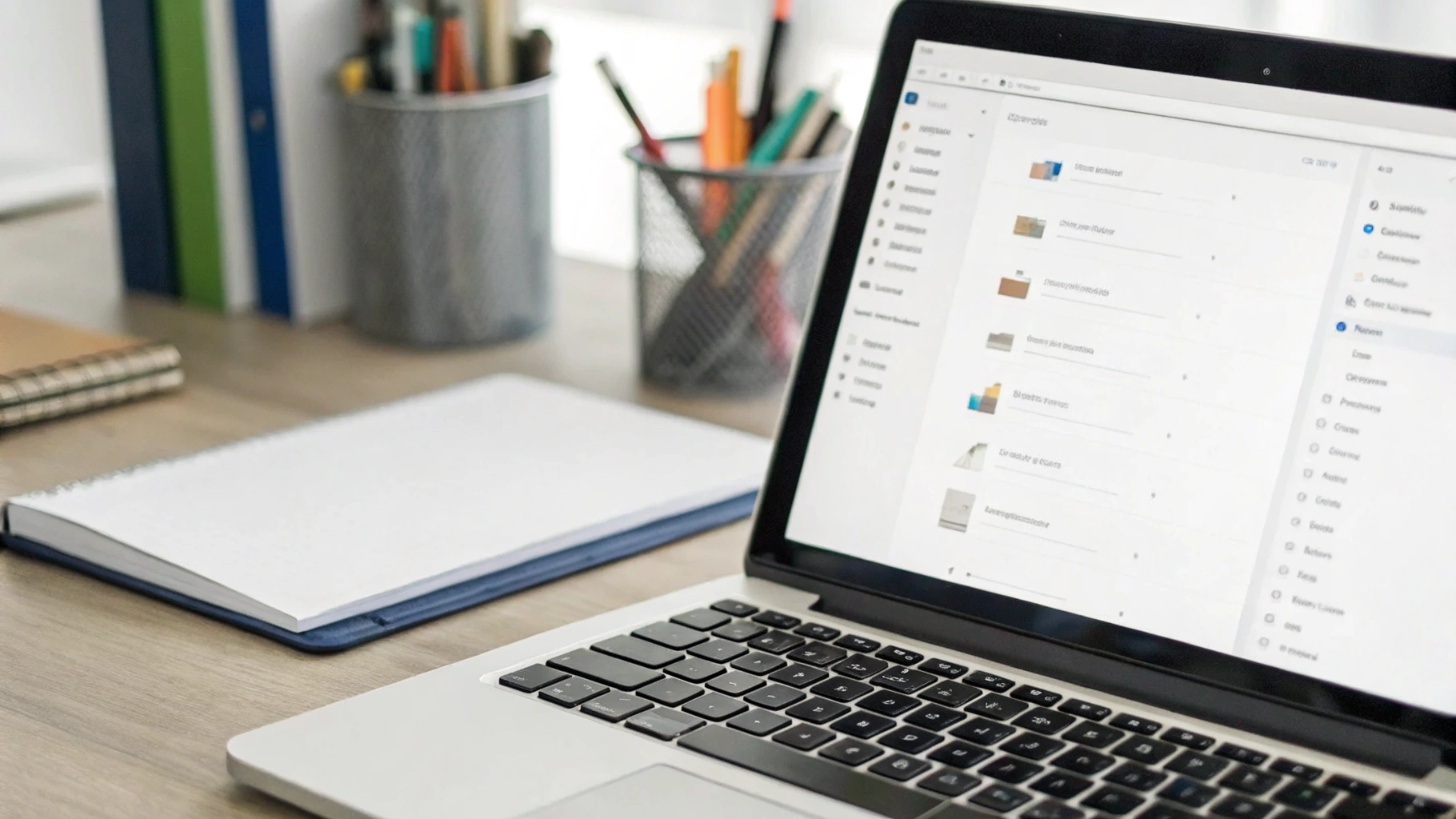 Ноутбук на столе с открытыми настройками хранилища и офлайн‑документами