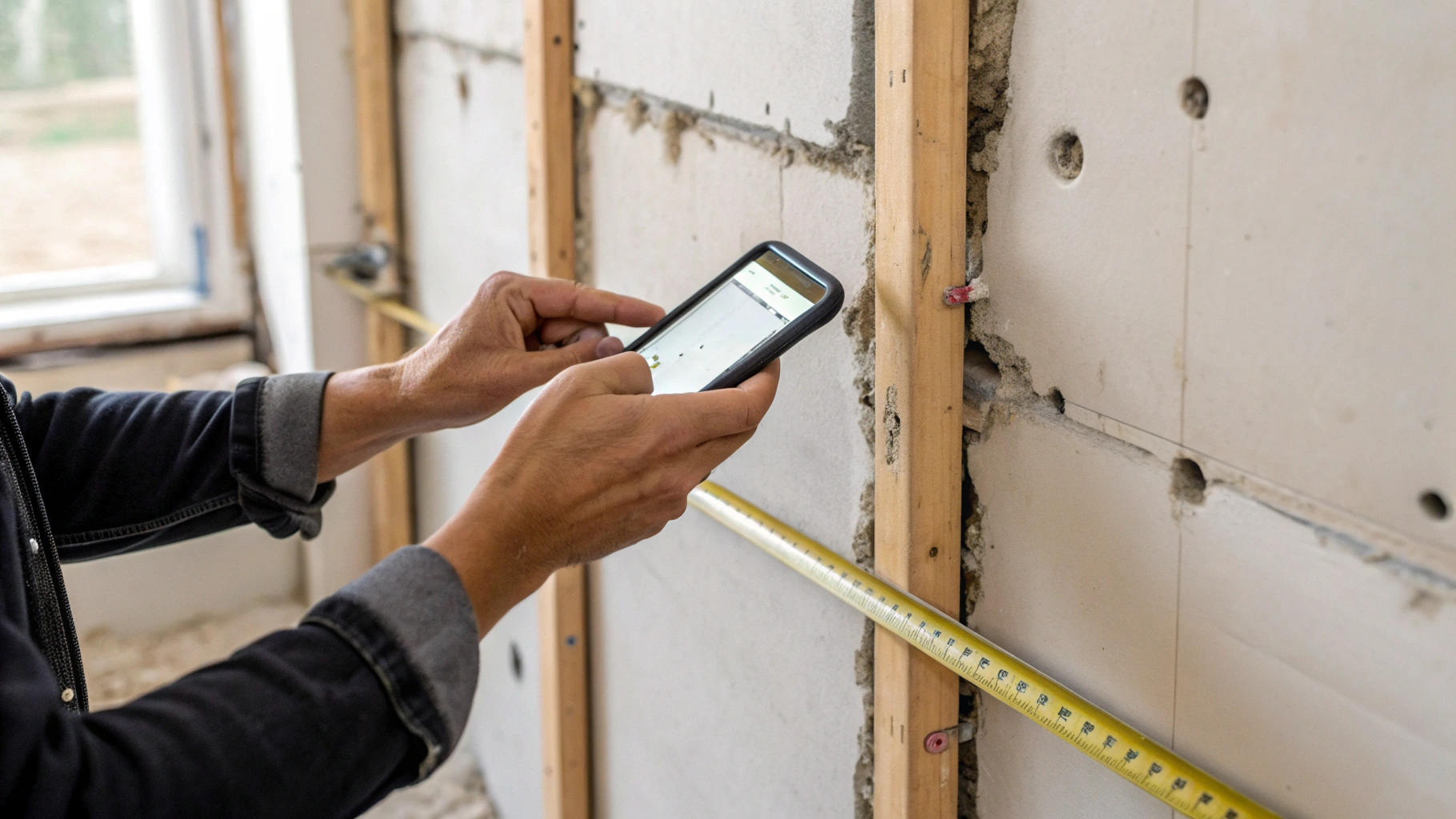Замер стены в квартире с помощью приложения-рулетки на смартфоне