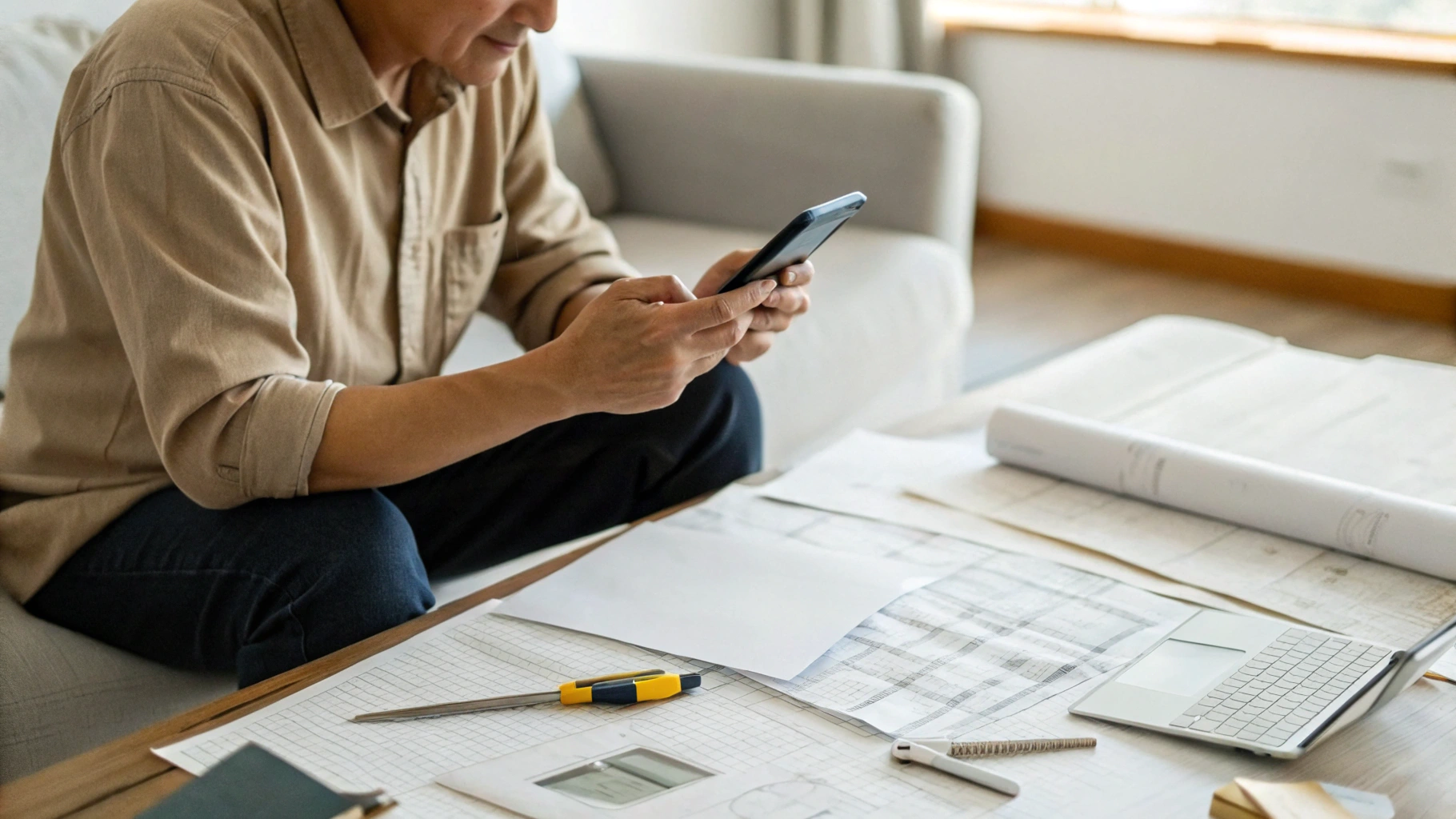 Составление сметы ремонта на смартфоне рядом с чеками и записями