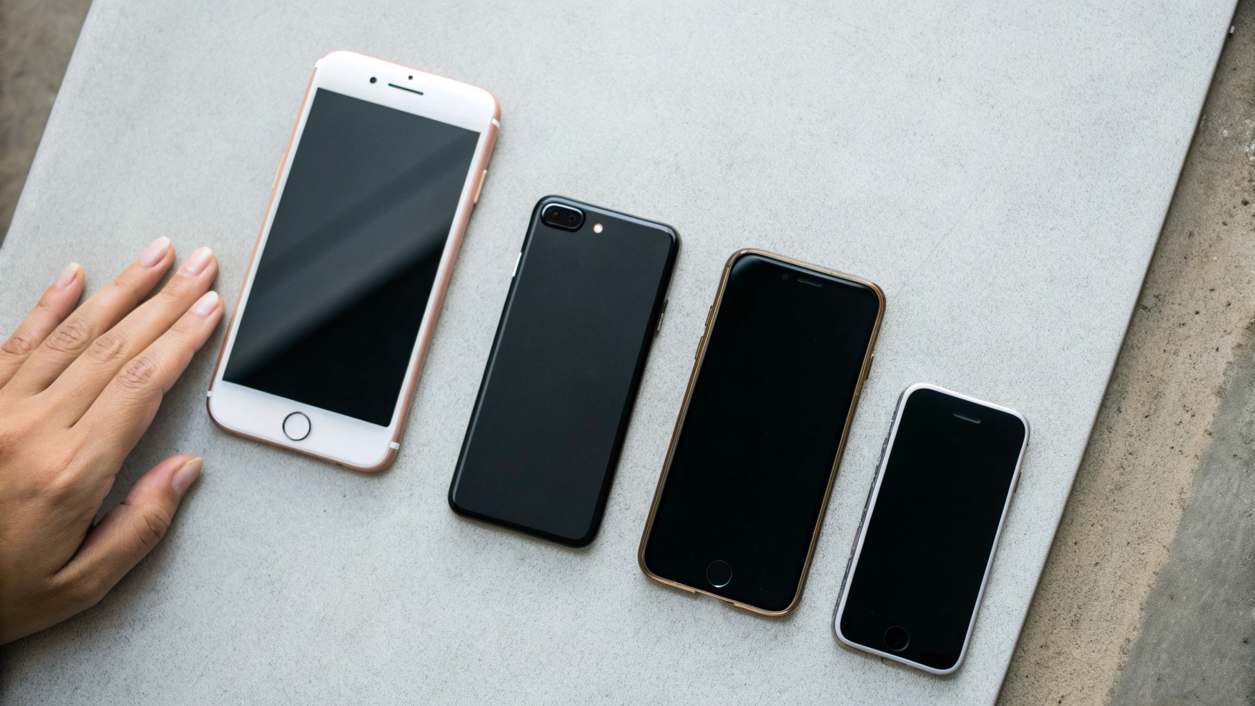 Сравнение компактного и большого смартфонов рядом с ладонью для наглядности размеров