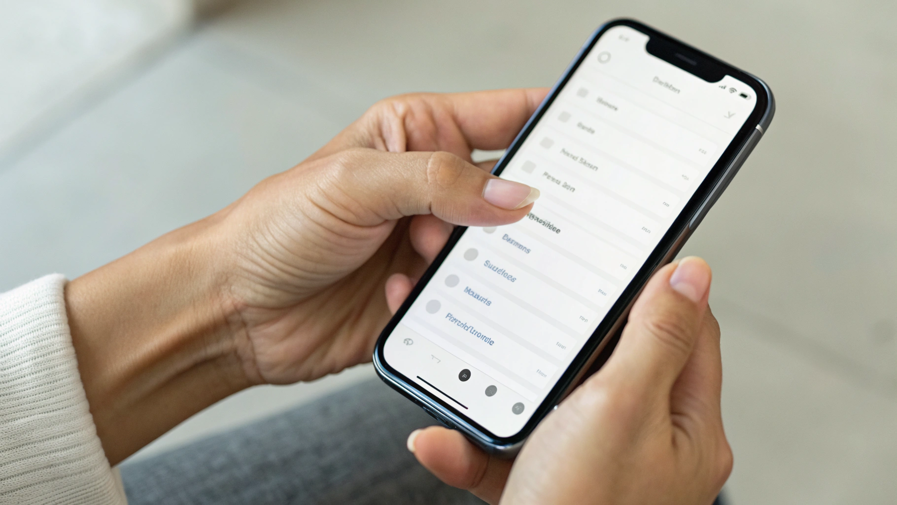 Пользователь настраивает режим чтения и размер шрифта на экране смартфона