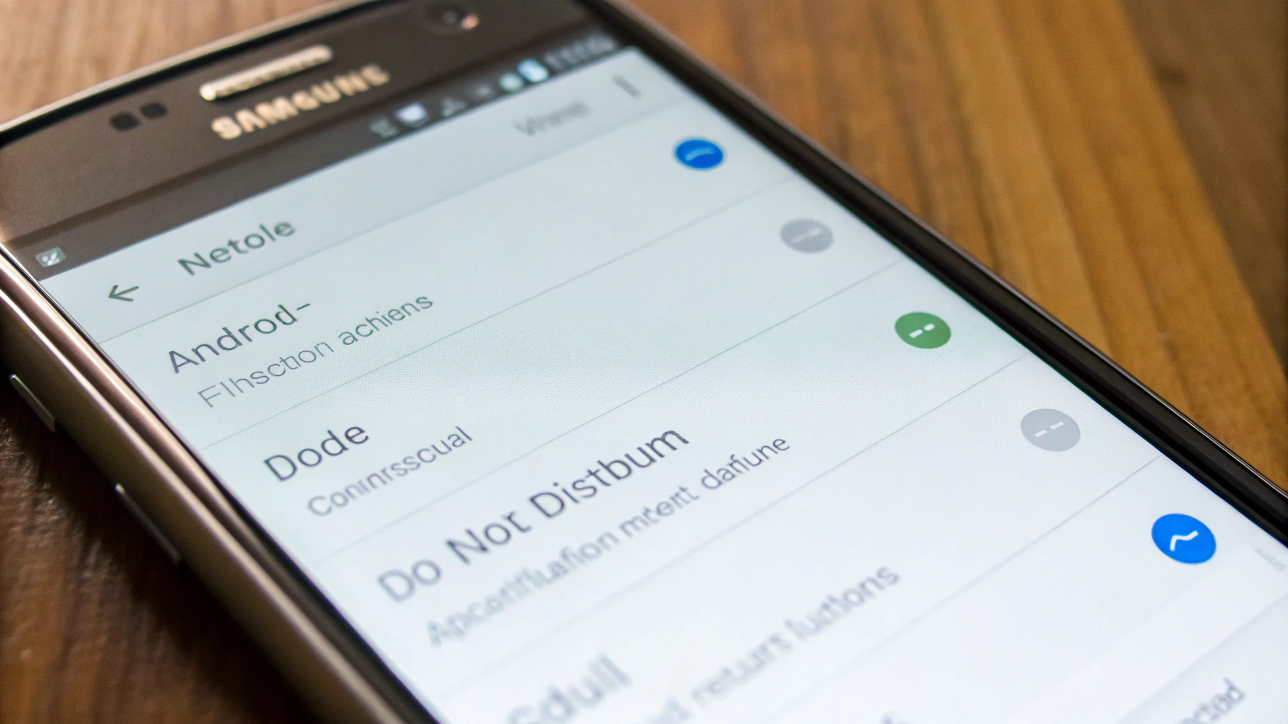 Экран смартфона Samsung с настройками уведомлений и режимом «Не беспокоить»