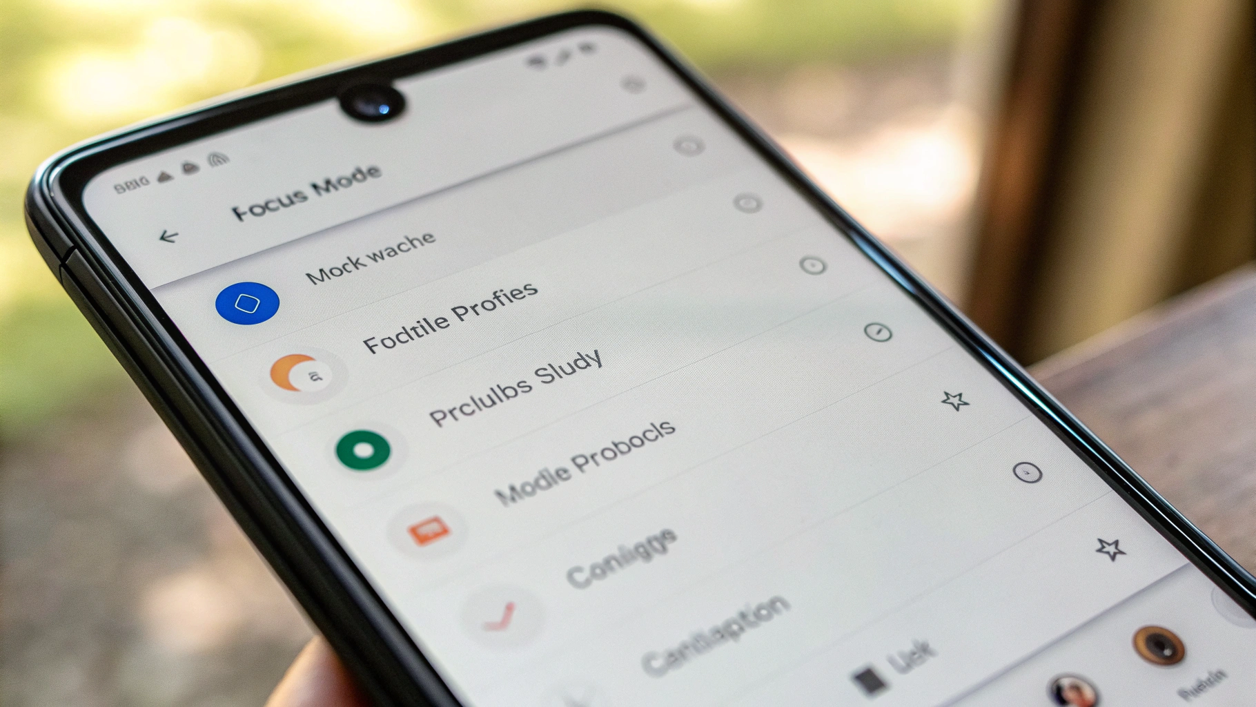 Экран смартфона Xiaomi с настройками режима концентрации для работы и учебы