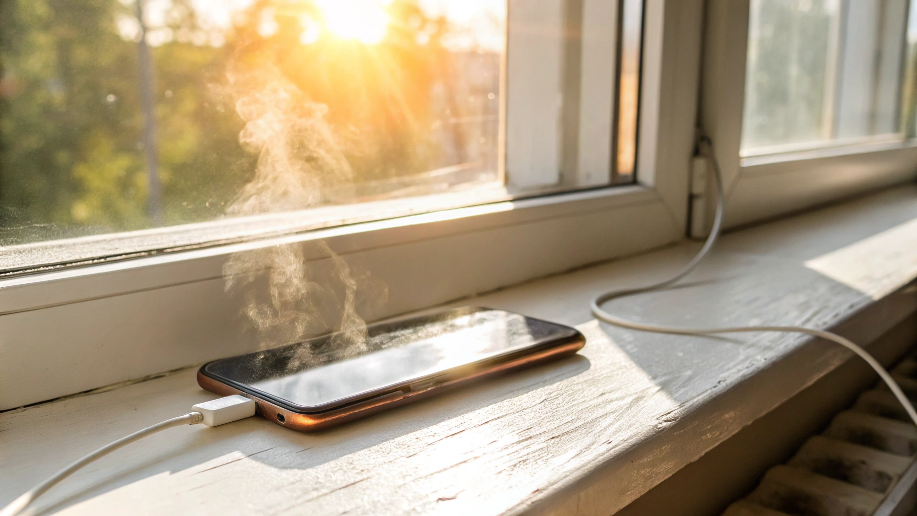 Смартфон на солнечном подоконнике перегревается при длительной раздаче интернета