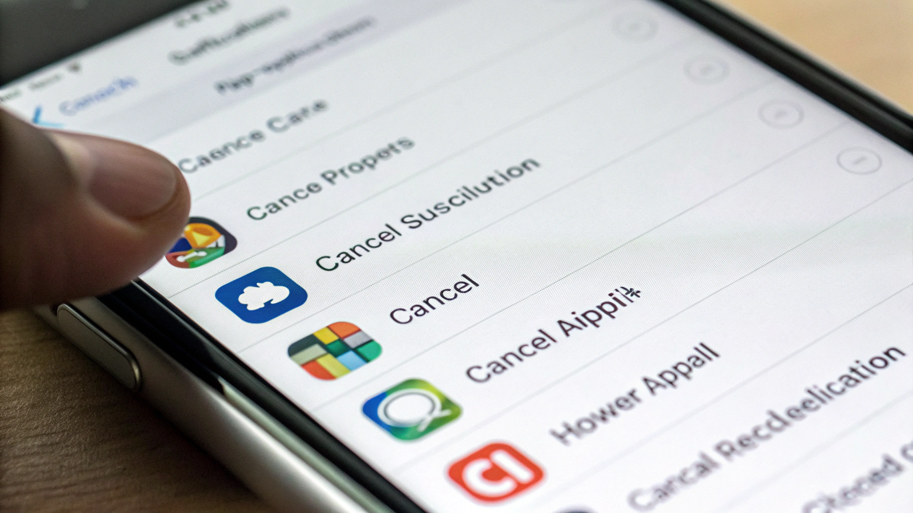 Список активных подписок на экране смартфона с возможностью отмены