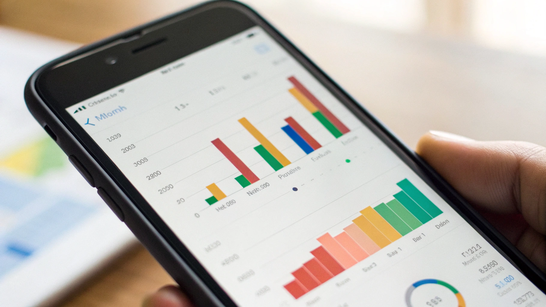 Смартфон с открытой статистикой экранного времени и списком приложений по времени использования