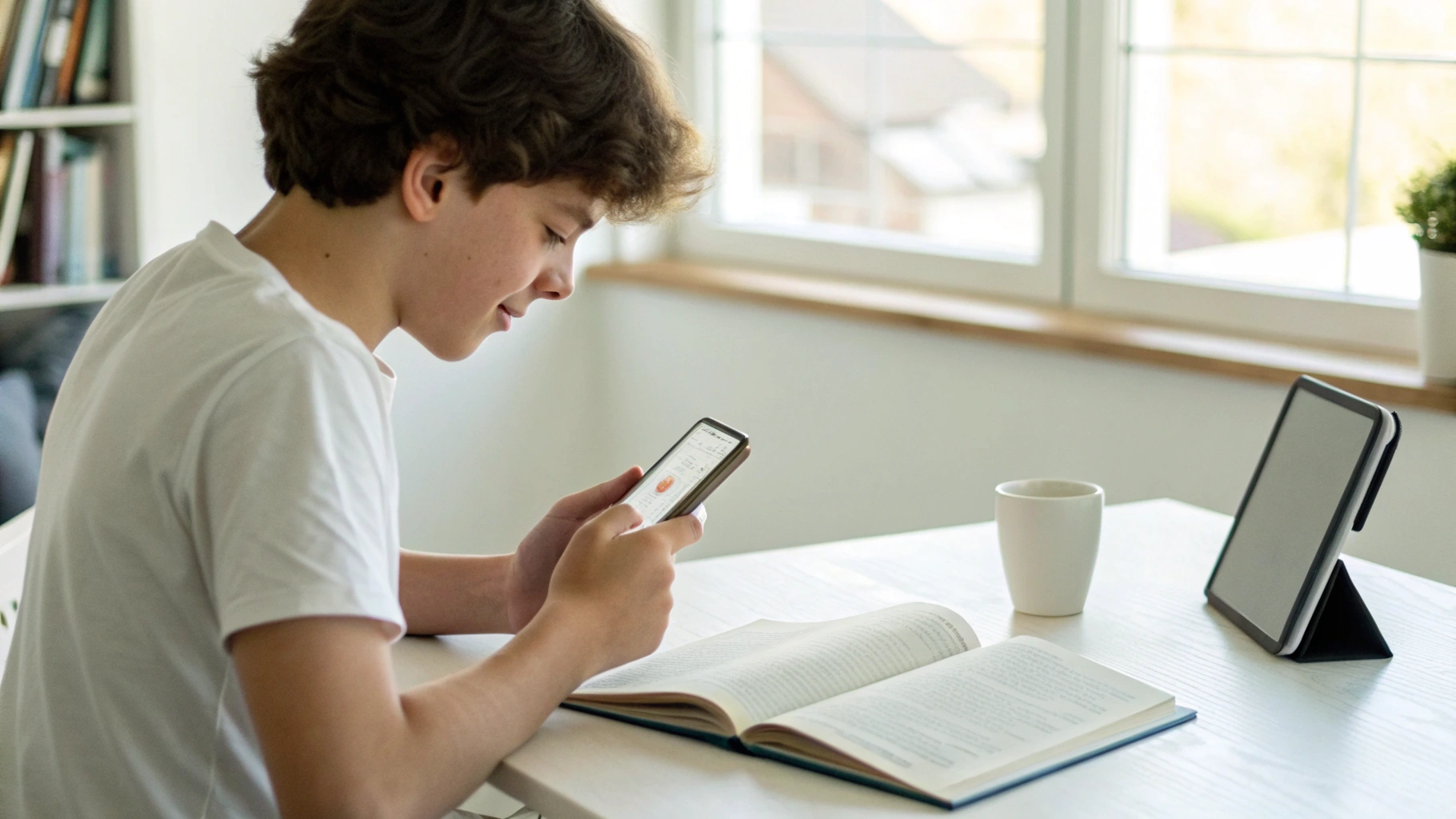 Смартфон с тестами и планшет с учебником в связке для подготовки к экзаменам