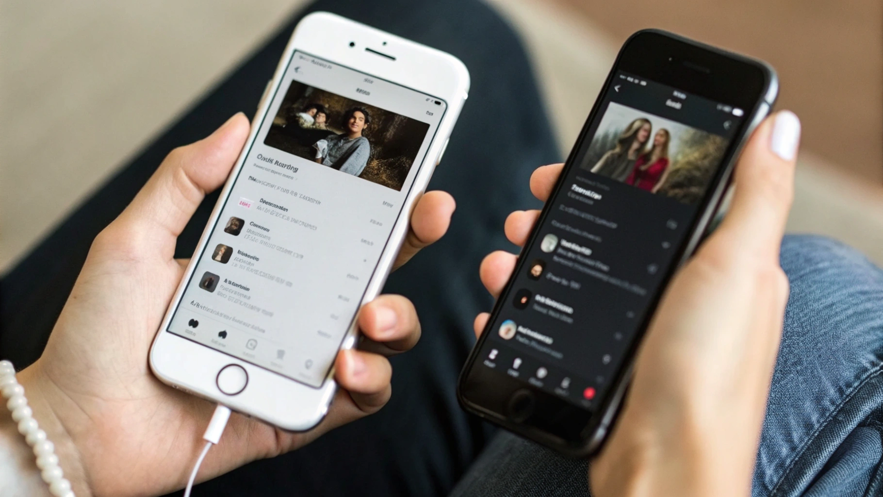 Одинаковый семейный плейлист подкастов открыт на iPhone и Android