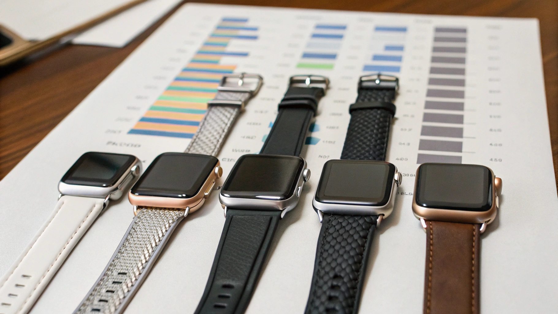 Сравнение автономности разных моделей смарт‑часов на схеме рядом с часами