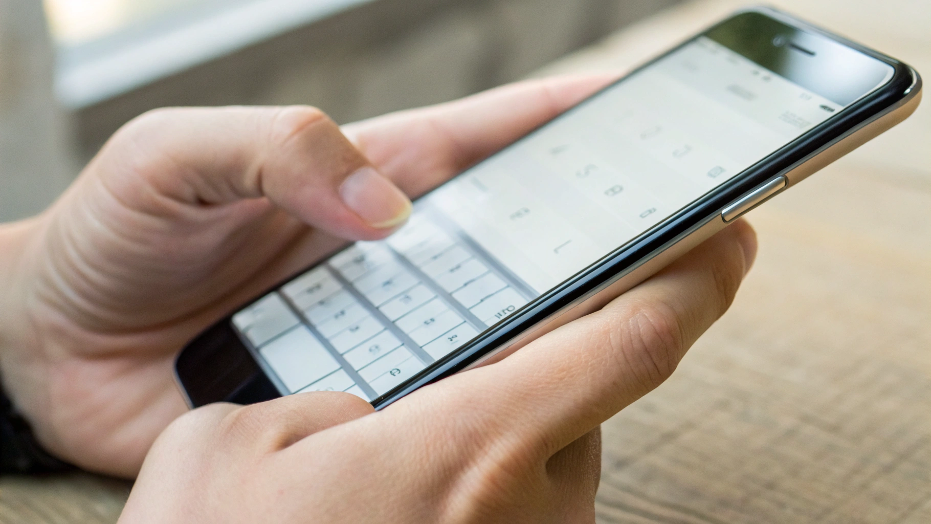 Смартфон в руке пользователя во время набора текста с тактильной виброотдачей