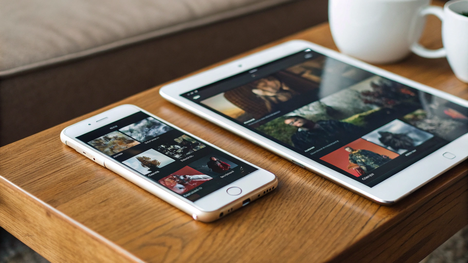 Общий список сериалов и фильмов на экране смартфона и планшета