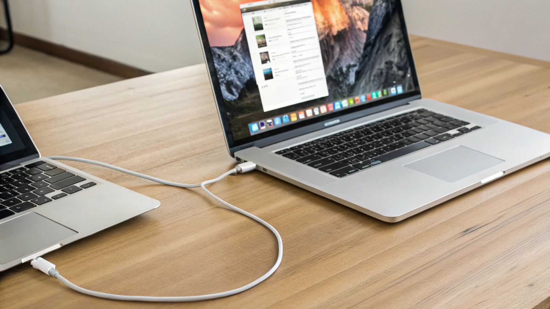 Подключение старого и нового Mac для переноса данных через Ассистент миграции