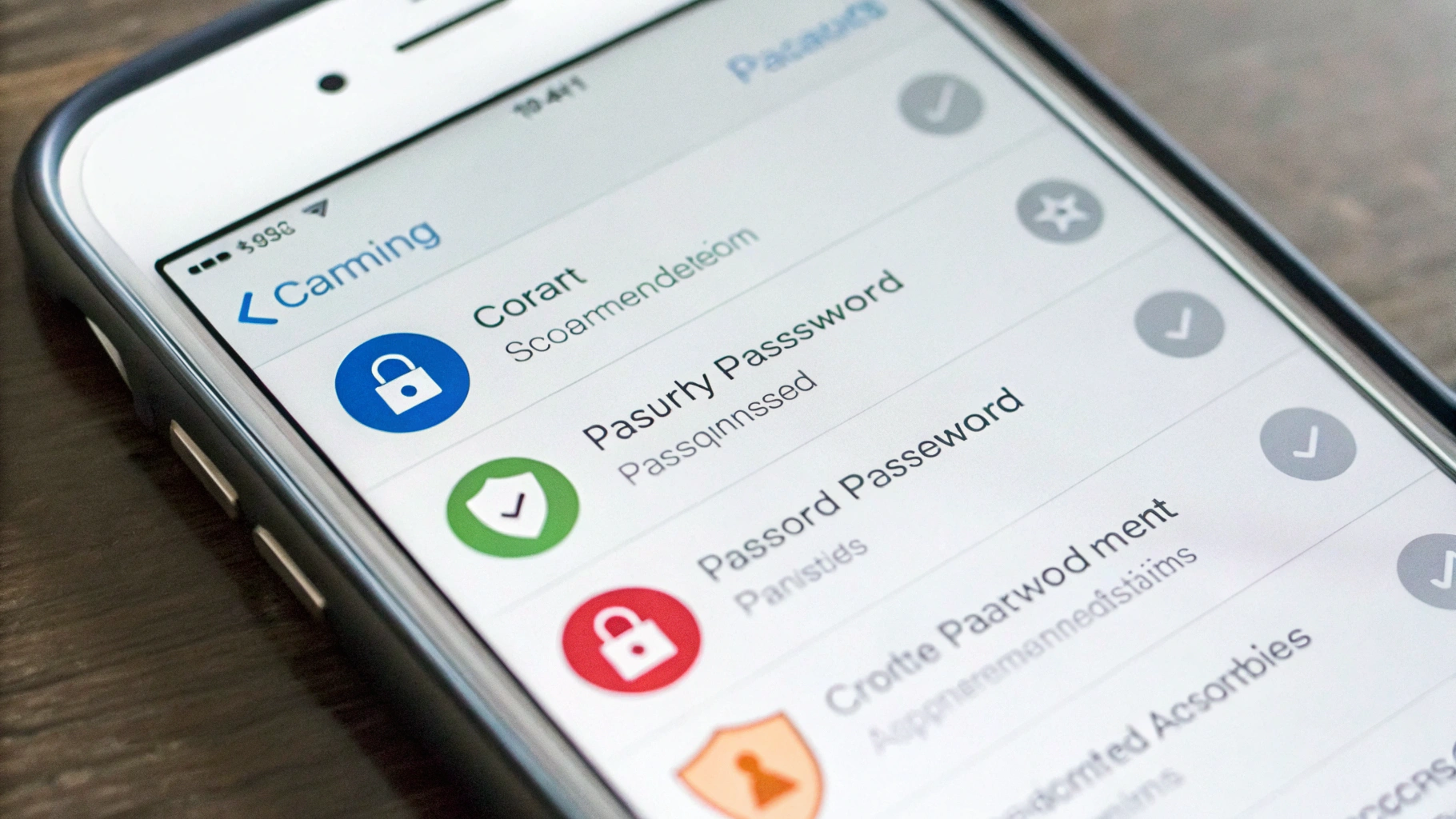 Раздел «Пароли» на iPhone с предупреждениями о слабых и скомпрометированных паролях