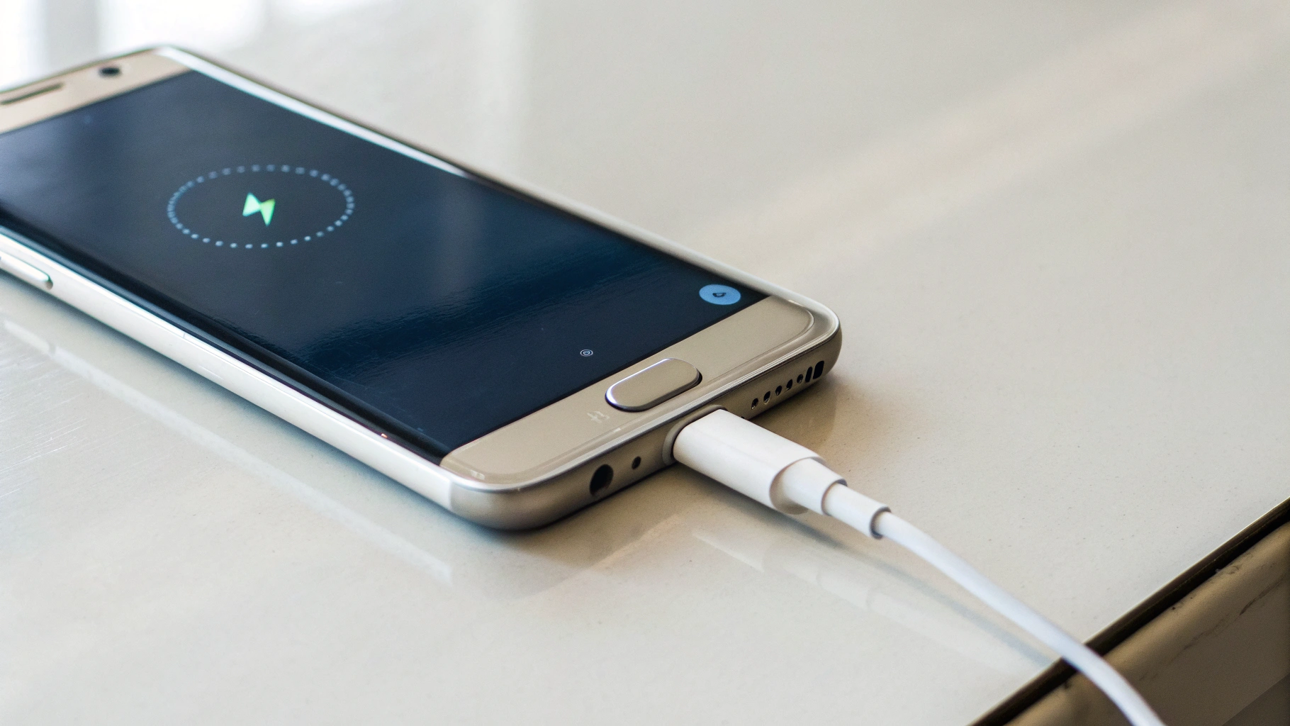 Экран Samsung с режимом Super Fast Charging при подключении зарядки