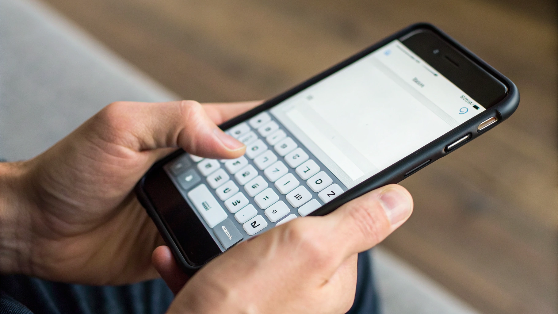 Одноручный режим клавиатуры: компактная клавиатура сдвинута к краю под большой палец