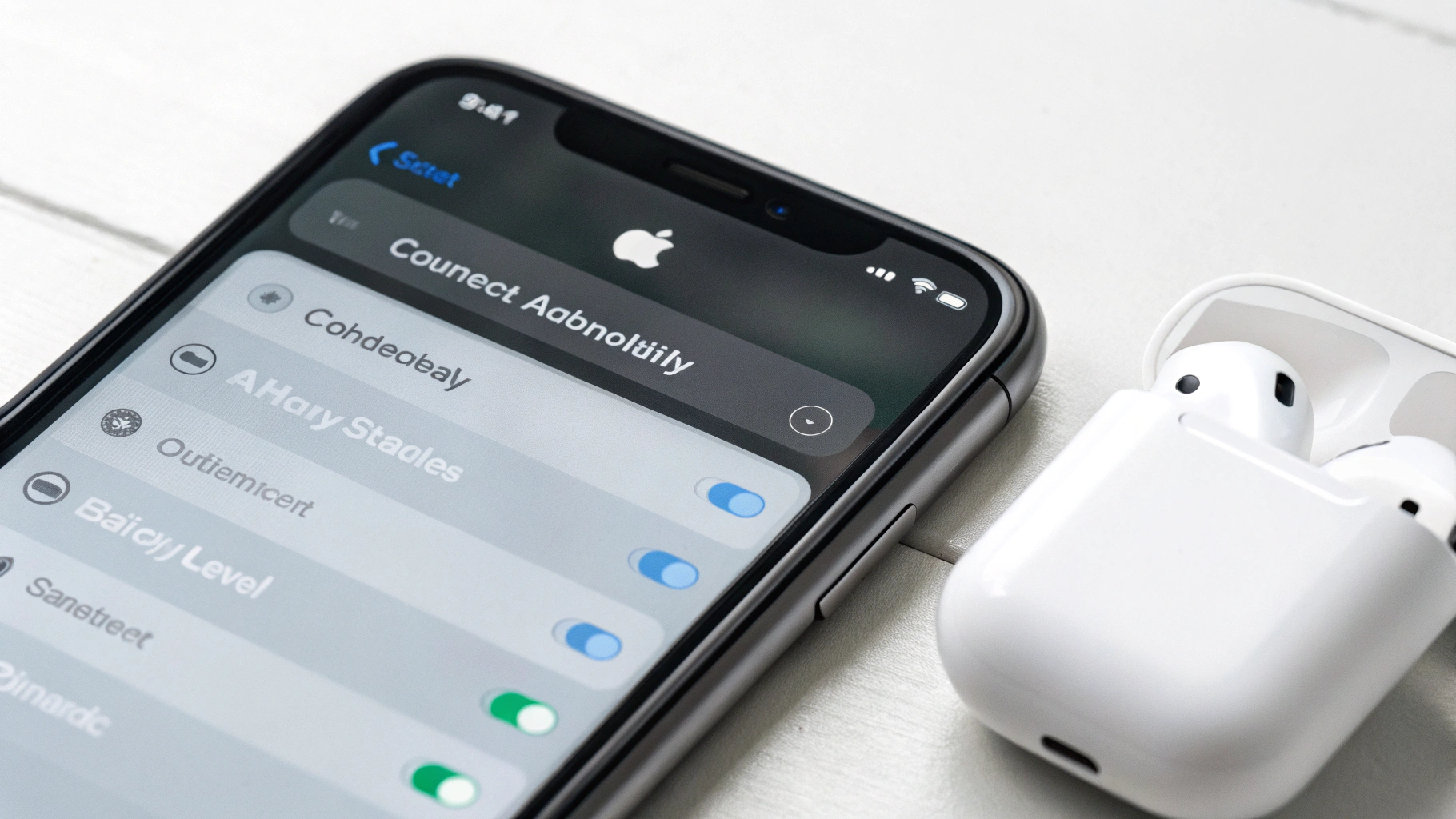 Экран iPhone с настройками Bluetooth для AirPods и пунктом «Подключать автоматически»