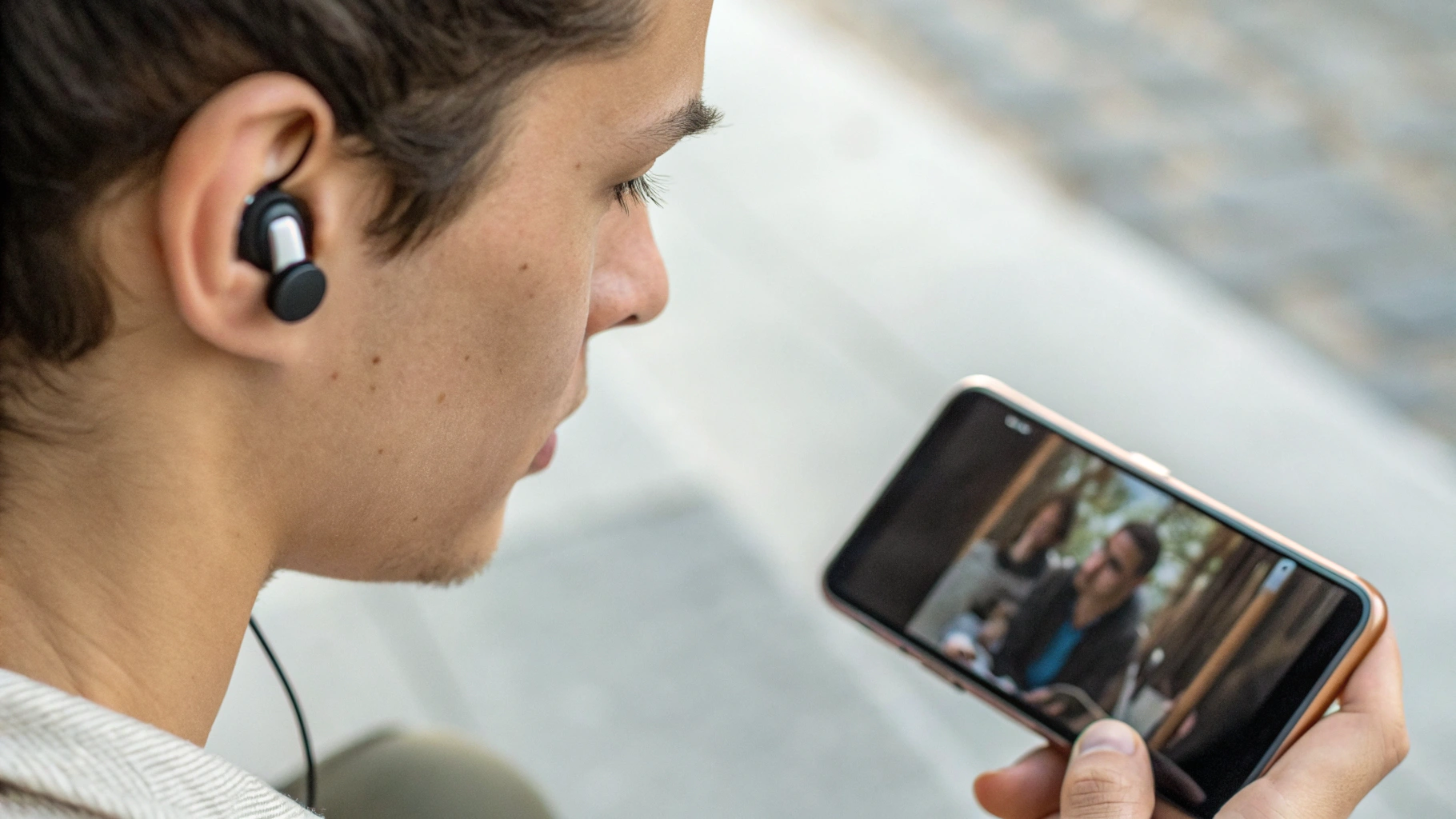 Просмотр видео на смартфоне с AirPods: иллюстрация проблемы синхронизации звука и картинки