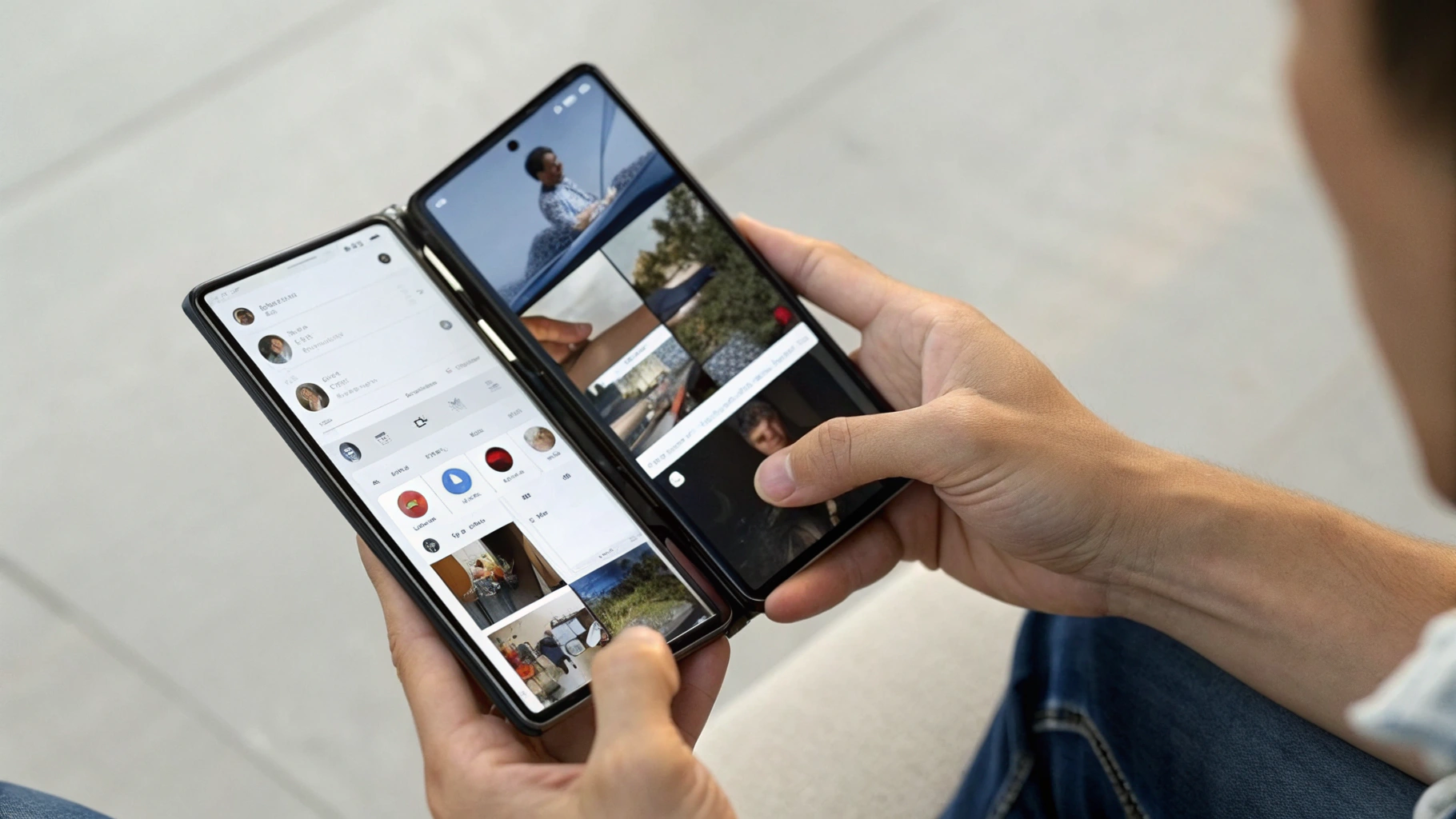 Складной смартфон Samsung с режимом многозадачности и разделением экрана