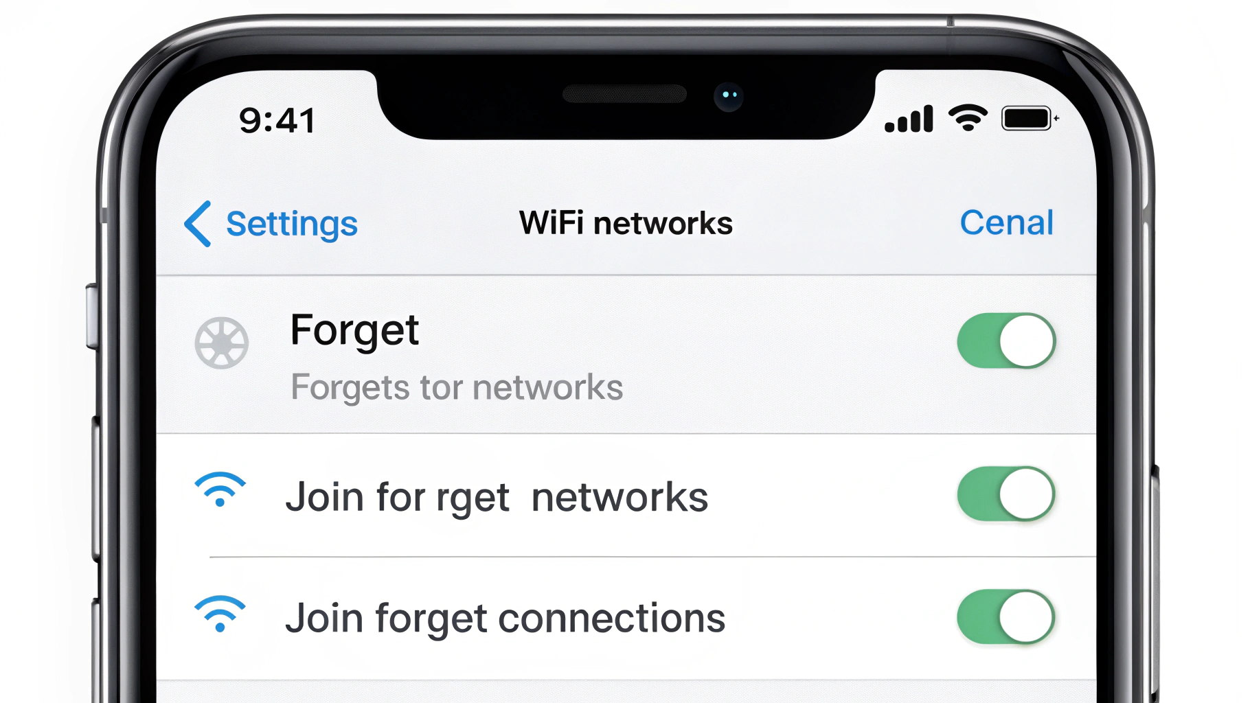 Раздел Wi‑Fi на iPhone: выбор сети и действие «Забыть эту сеть»