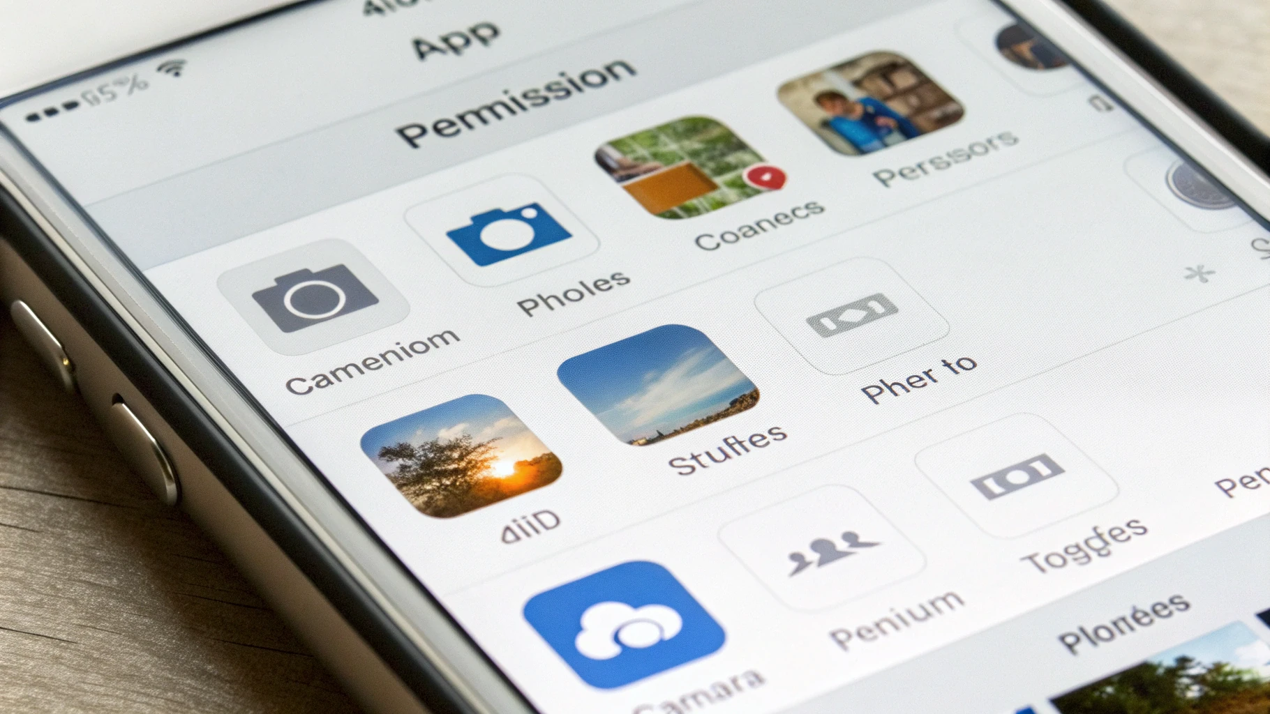 Экран настроек iPhone с выбором доступа приложения к Фото: нет, выбранные фото, полный доступ