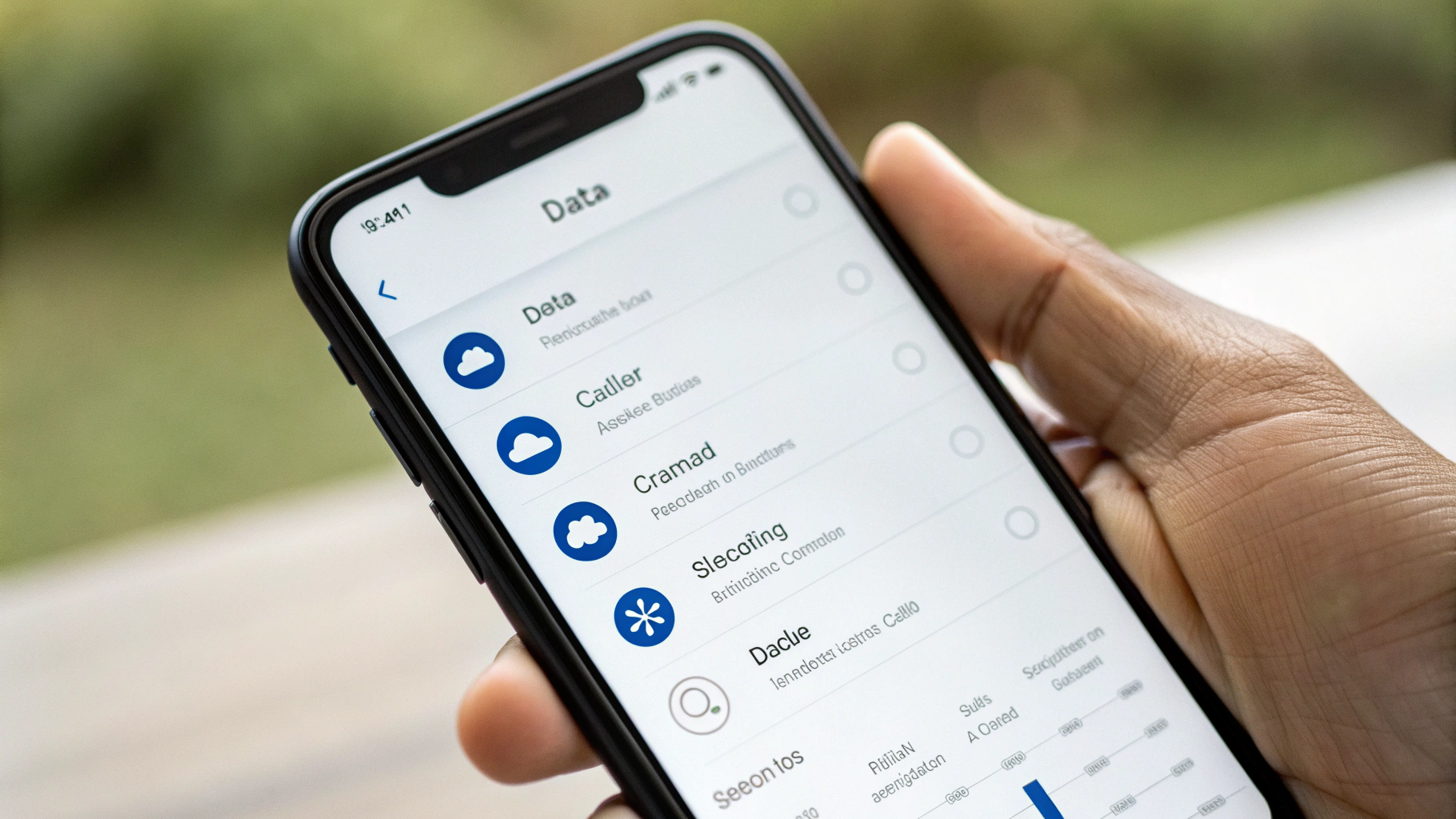 Экран настроек смартфона с параметрами сотовых данных и фоновой передачи для мессенджера