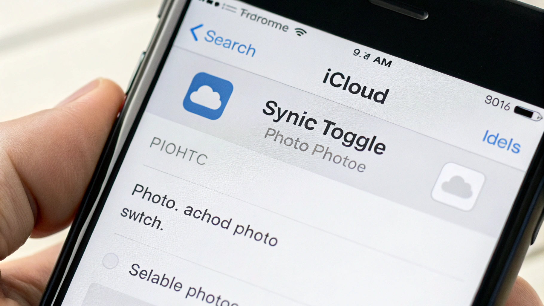 Настройки iCloud Фото на iPhone с переключателем синхронизации