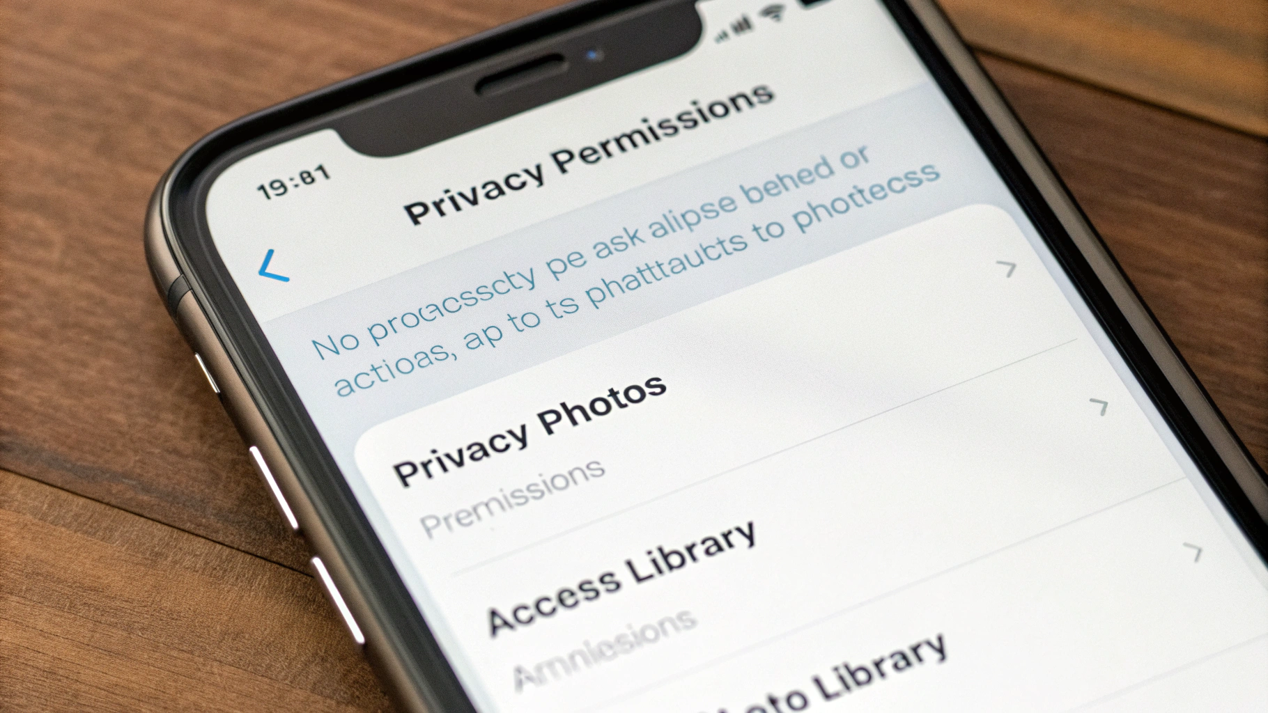 Экран настроек iOS с разрешением «Фото» для приложения
