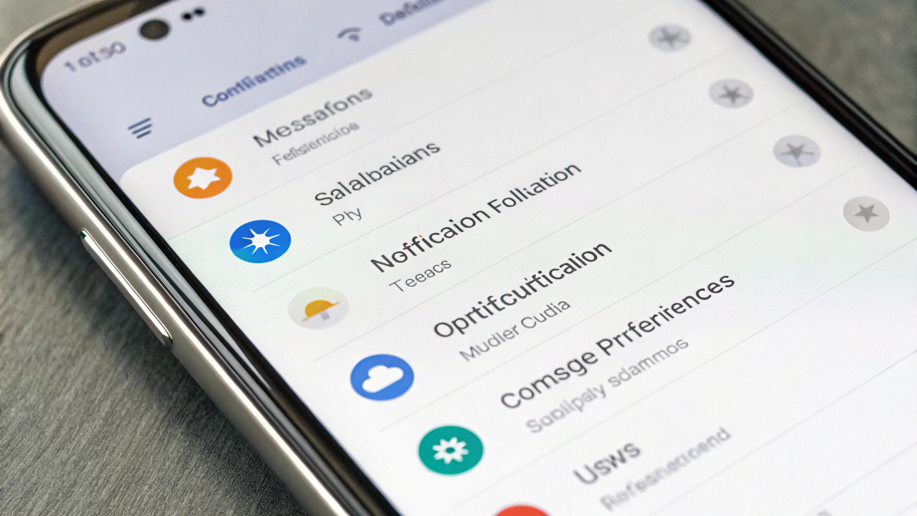 Экран настроек уведомлений One UI с категориями уведомлений приложений