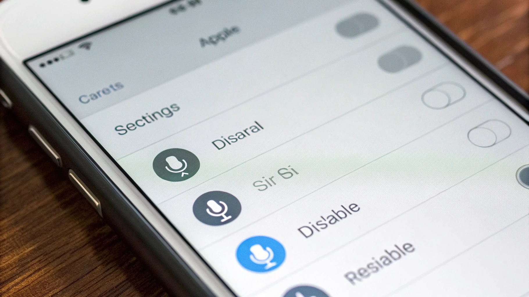 Раздел настроек Siri на iPhone с переключателями «Привет, Siri» и вызовом кнопкой