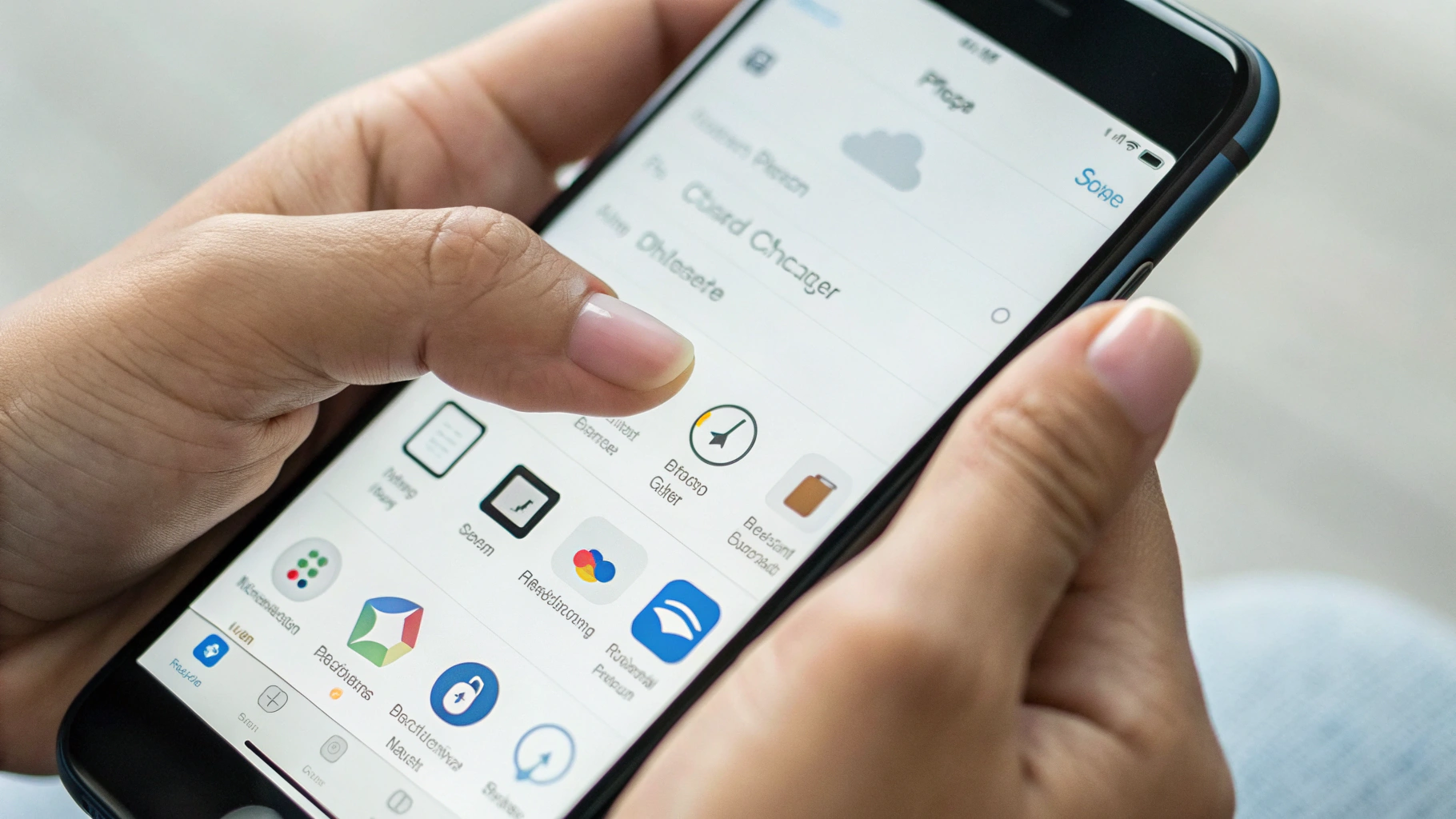 Открытое меню управления хранилищем iCloud на iPhone