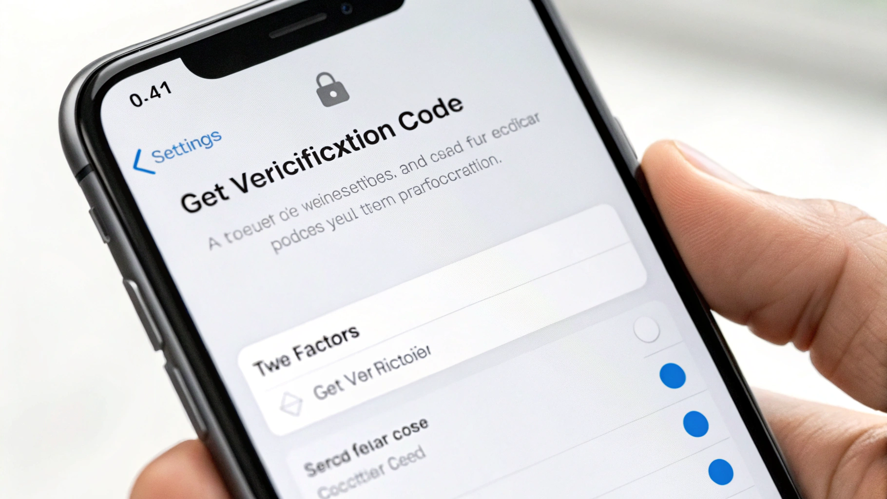 Раздел настроек iPhone с двухфакторной аутентификацией и кнопкой получения кода