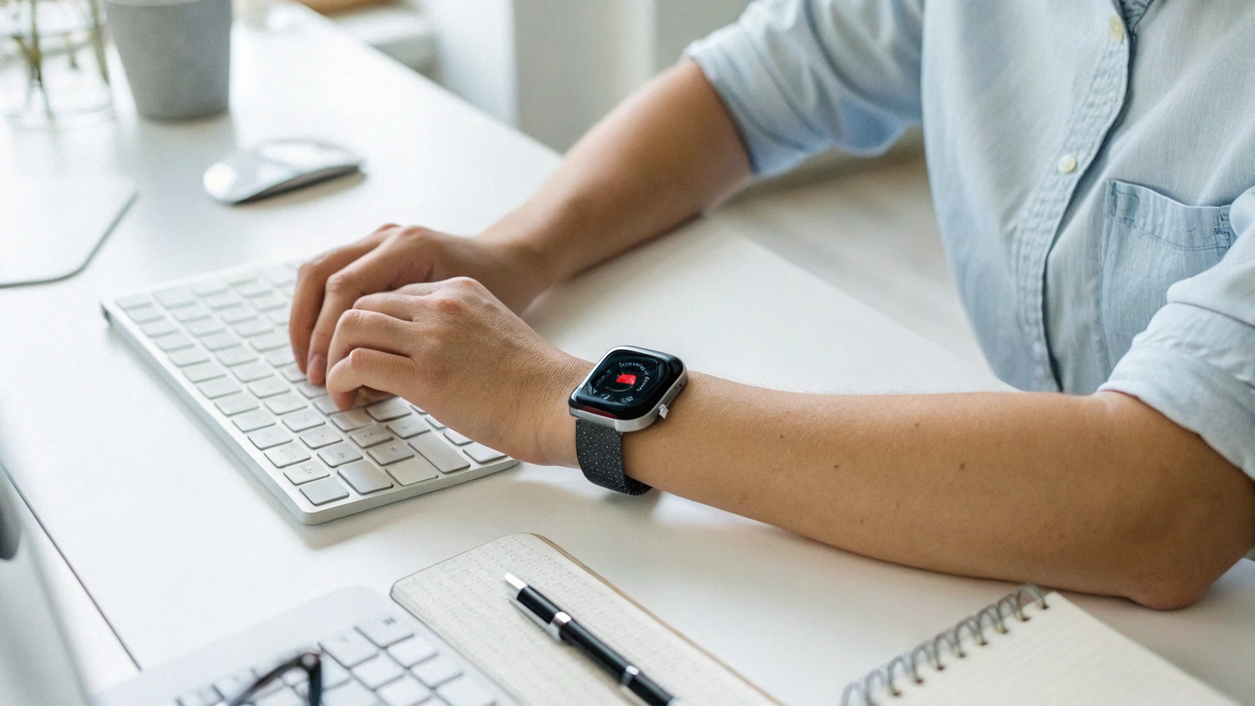 Пользователь держит руку неподвижно во время измерения кислорода на Apple Watch