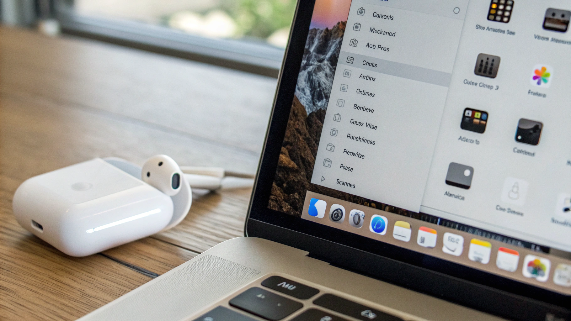 Выбор AirPods в меню вывода звука на MacBook