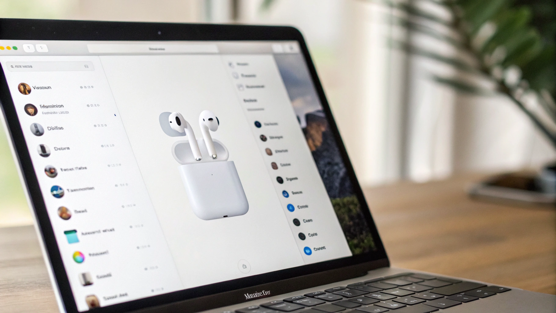 AirPods в списке Bluetooth-устройств на MacBook со статусом подключения