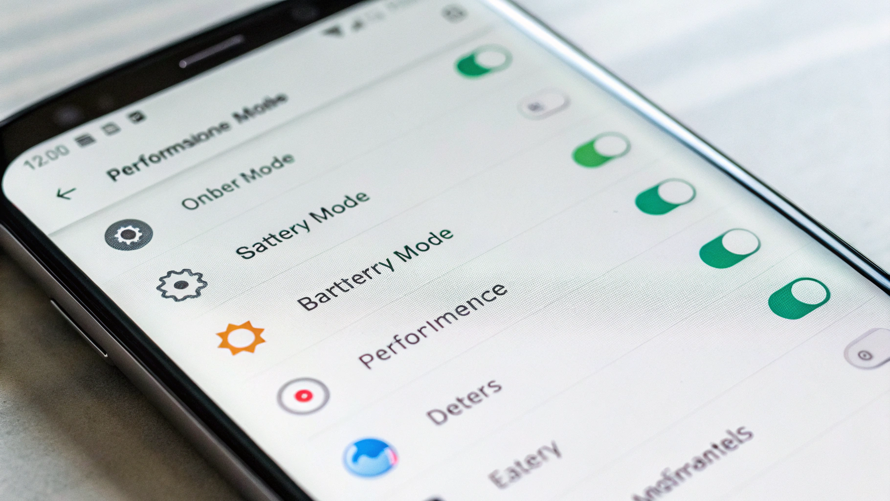 Раздел «Батарея» в One UI с пунктом режима производительности