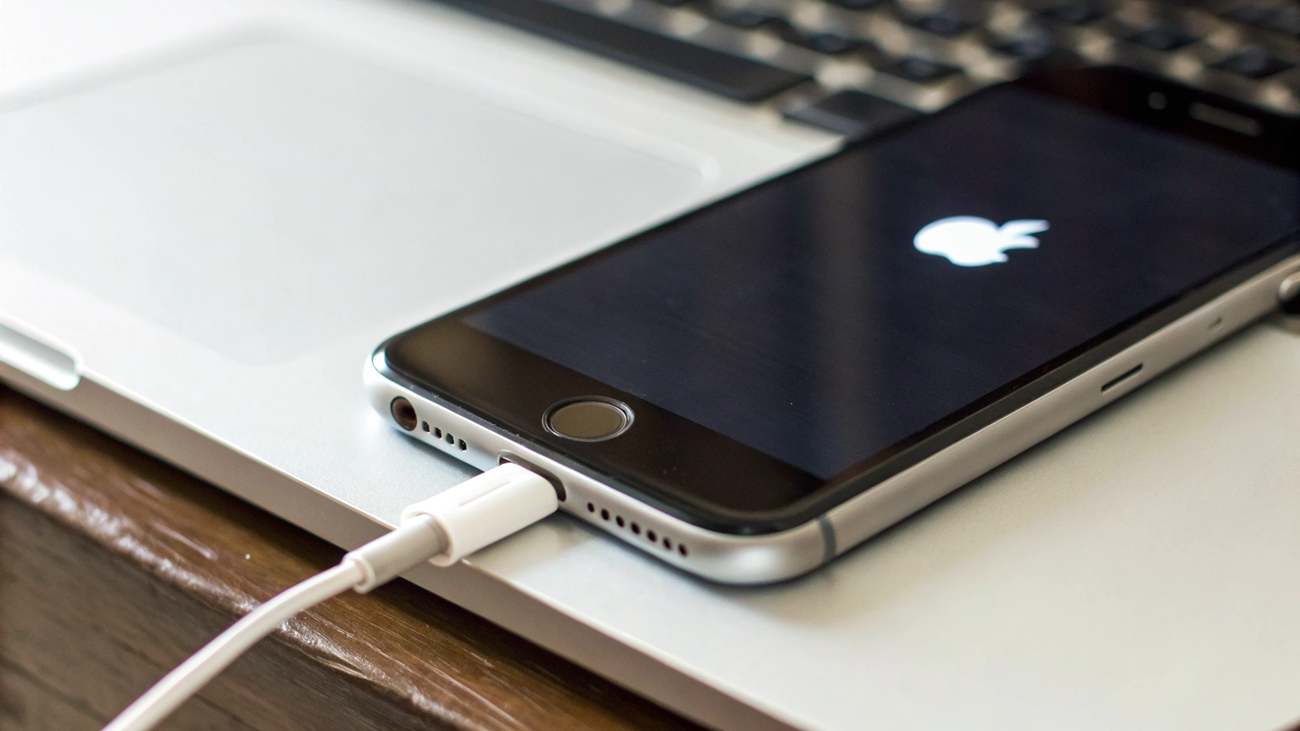 iPhone в режиме восстановления (Recovery Mode) подключён к компьютеру