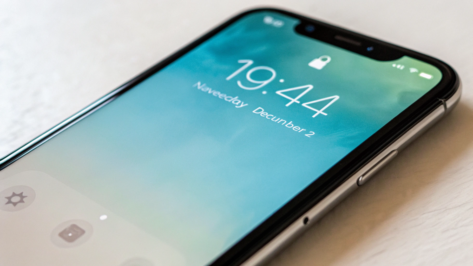 Экран iPhone в режиме Always‑On Display с минимальными виджетами