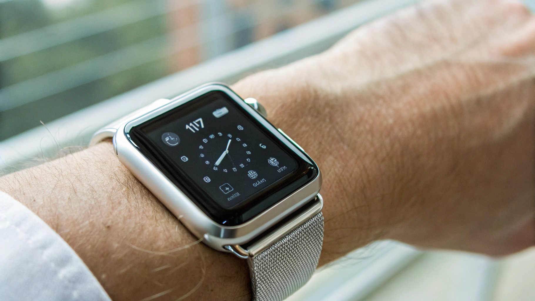 Apple Watch на руке с активным Always‑On Display и циферблатом