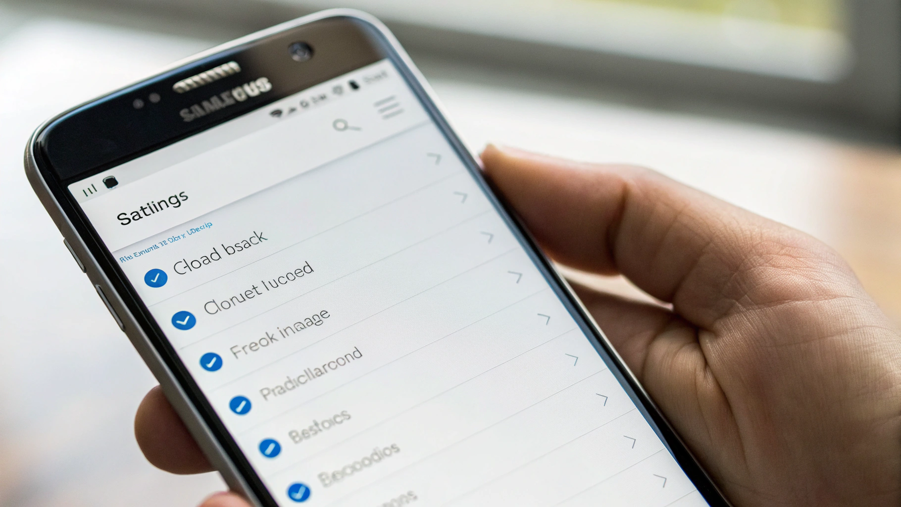 Экран Samsung Cloud с настройками резервного копирования на Samsung Galaxy