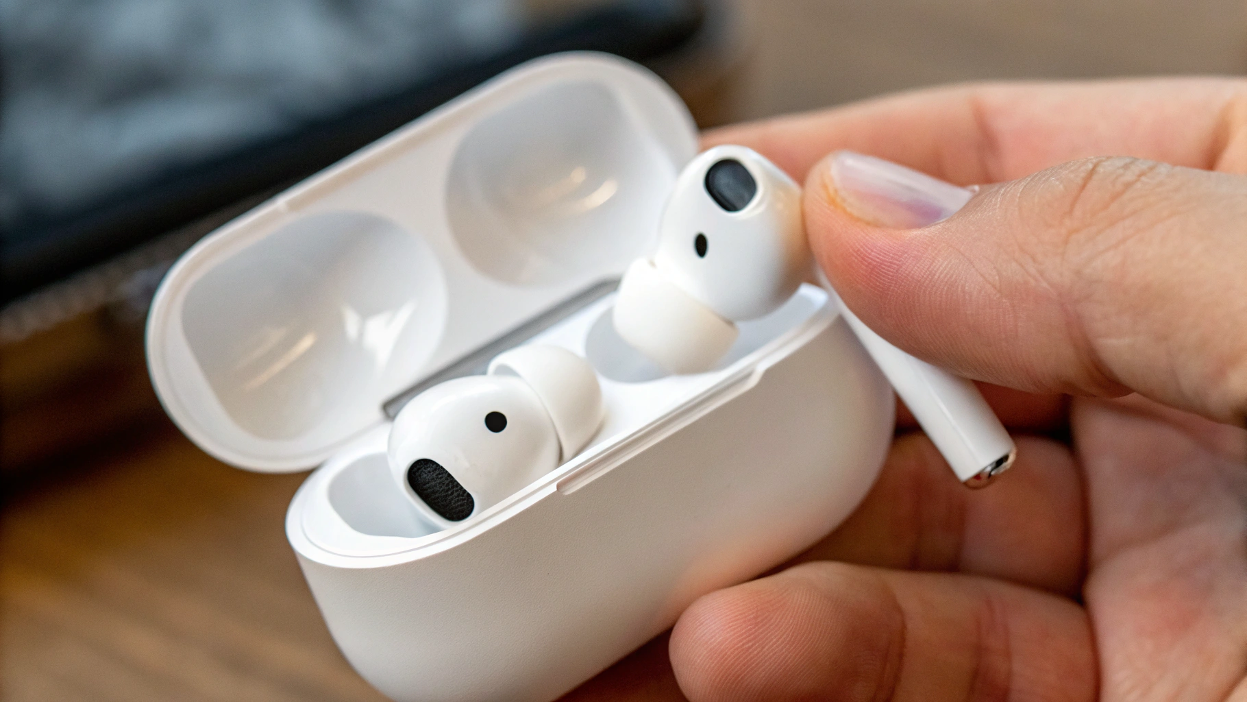 AirPods Pro 2 с силиконовыми насадками крупным планом
