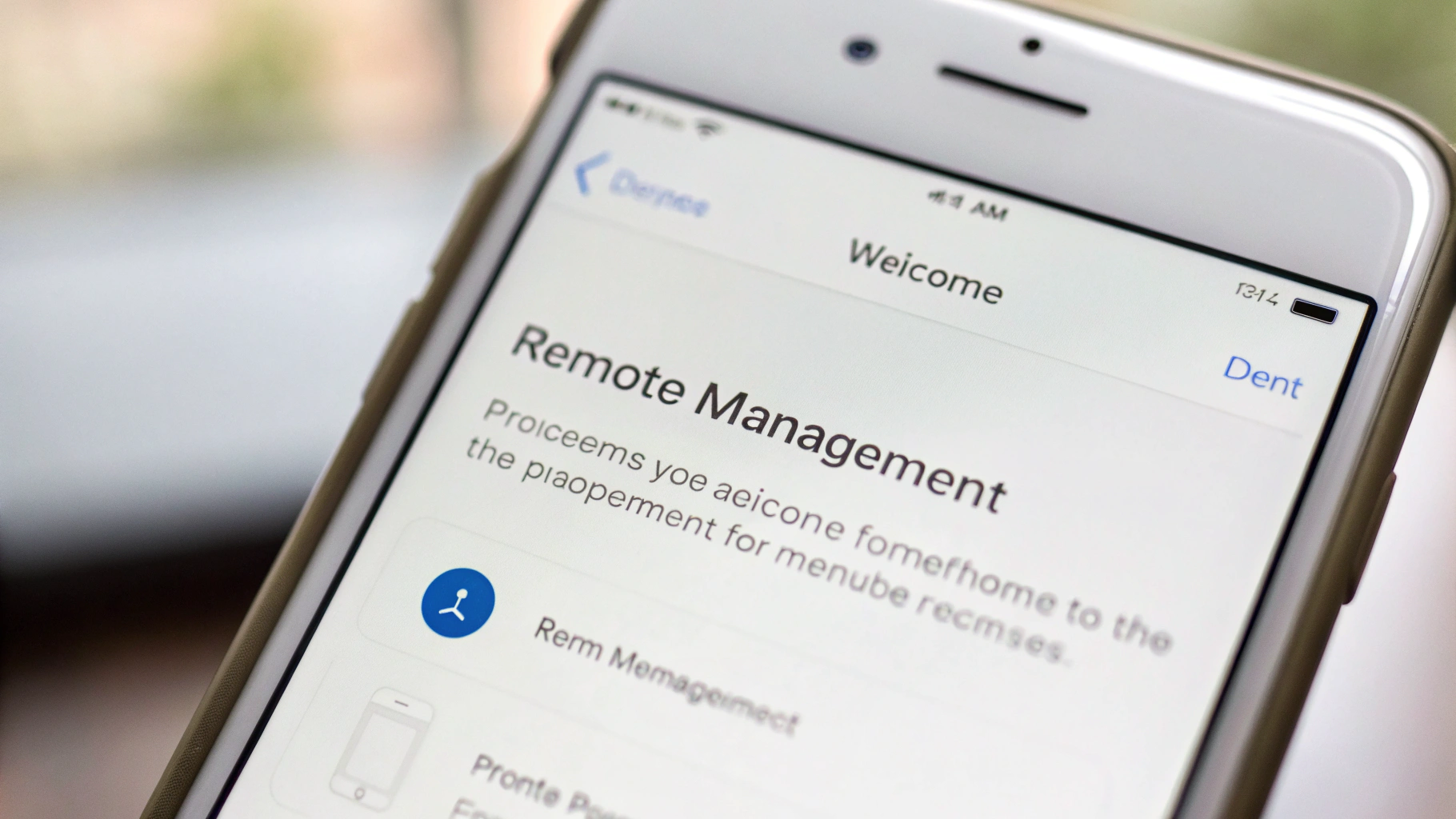 Экран «Удаленное управление» при первичной настройке iPhone после сброса