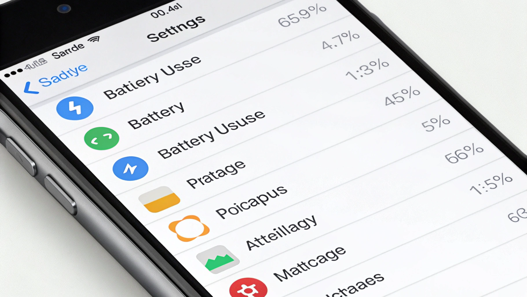 Экран статистики расхода батареи iPhone в настройках с списком приложений