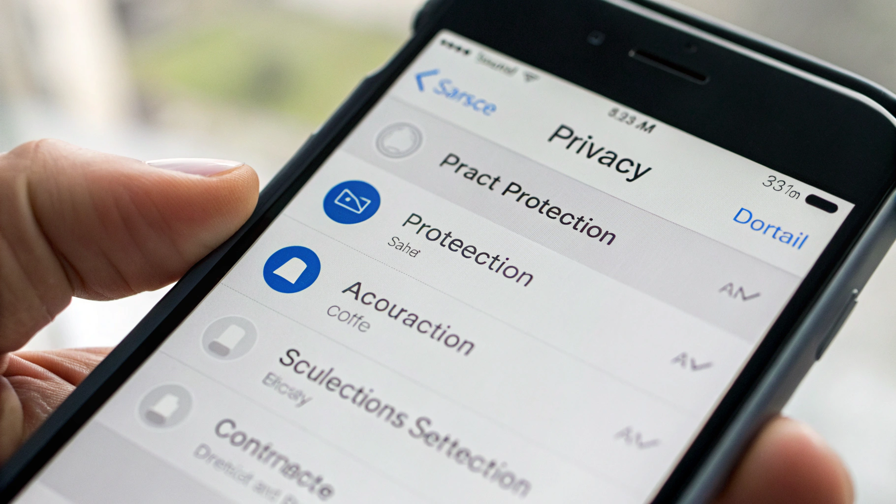 Экран iPhone с включением защиты конфиденциальности в приложении Mail