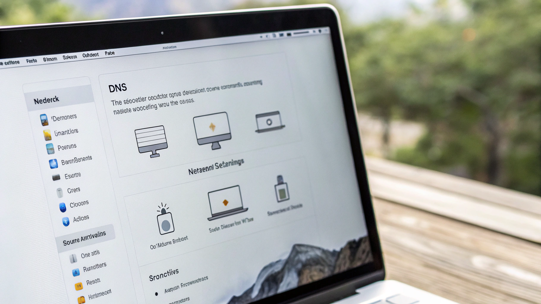 Настройки сети на MacBook с параметрами DNS и VPN для проверки проблем с открытием сайтов